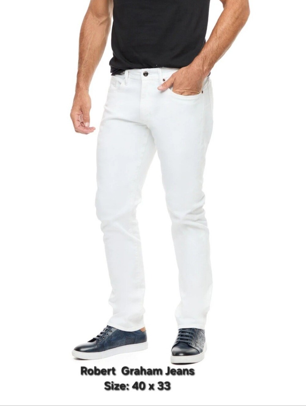 NWT Robert Graham Kilmer Straght Leg White Wash Men's Jeans StreetwearSize 40